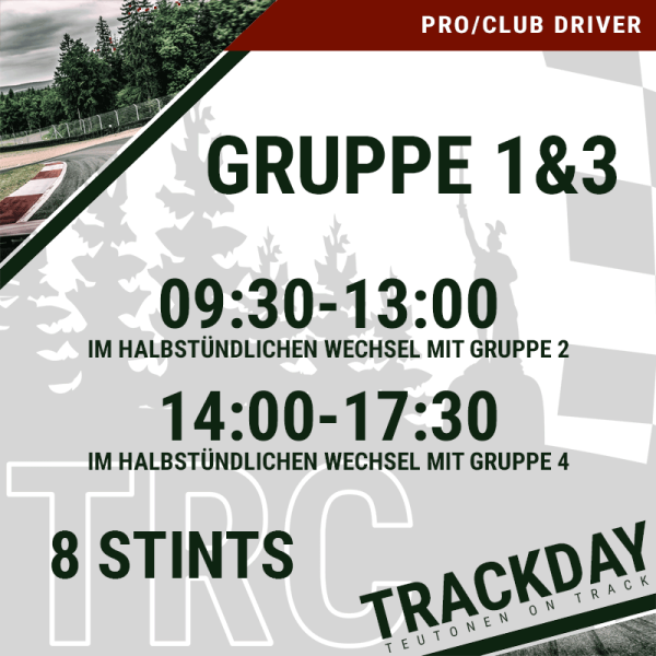 Gruppe 1 und 3 (Club/Pro Driver) am 08.04.2023